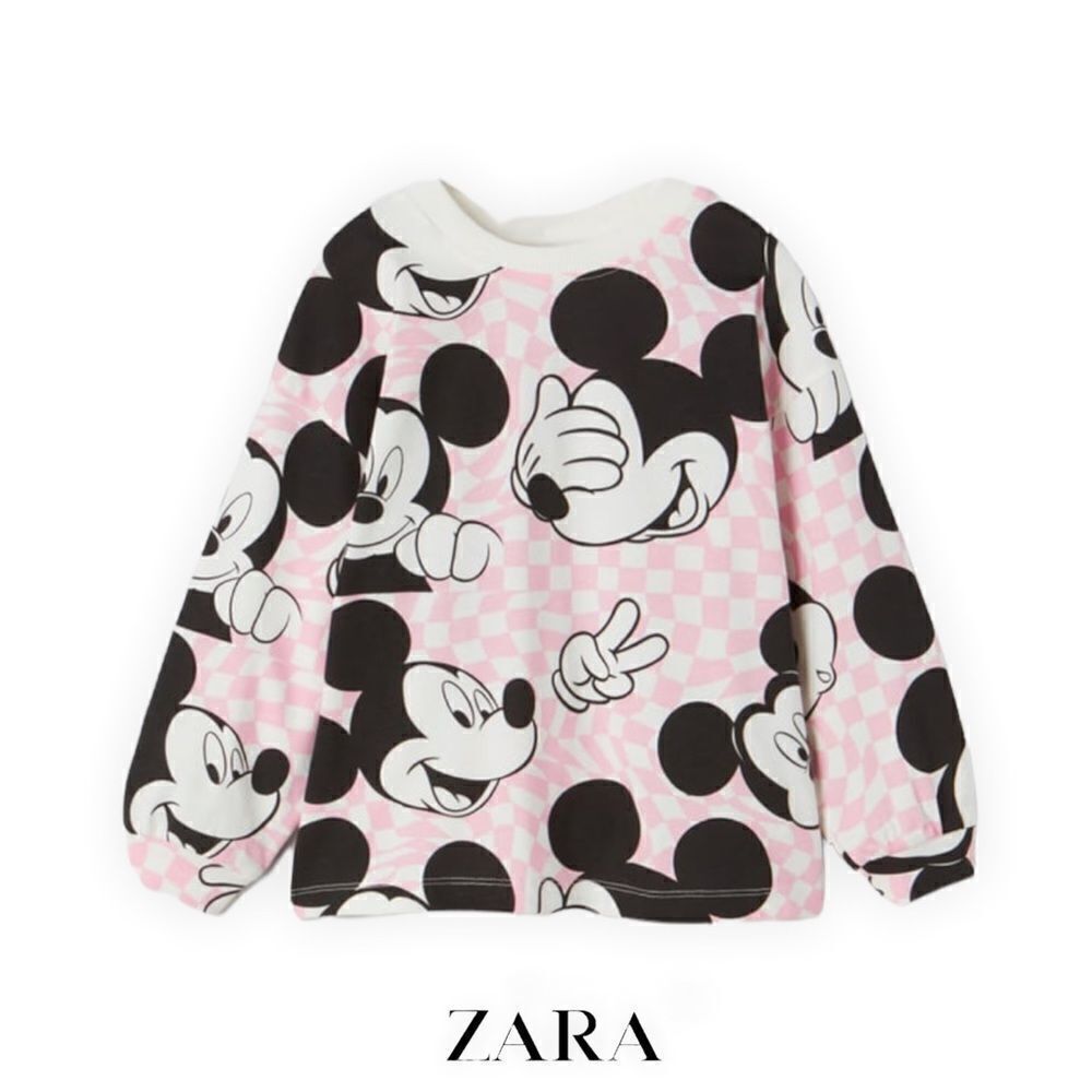 ZARA Kids | White & Pink | CHECKERBOARD DISNEY MICKEY MOUSE SHIRT